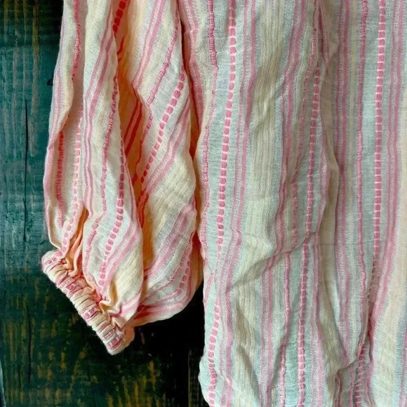 Boho Chic Pastel Striped Wrap Blouse‎ with Tassels Summer Beach Top D11 - Picture 3 of 5